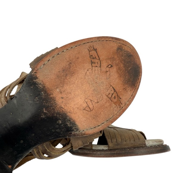 FreeBird by Steven Arrow Open Toe Distressed Stone Brown Leather Bootie Sandal 9 - Picture 12 of 12